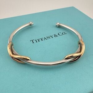 RARE Tiffany & Co. 18k Rose Gold Double Infinity on Silver Cuff Bracelet